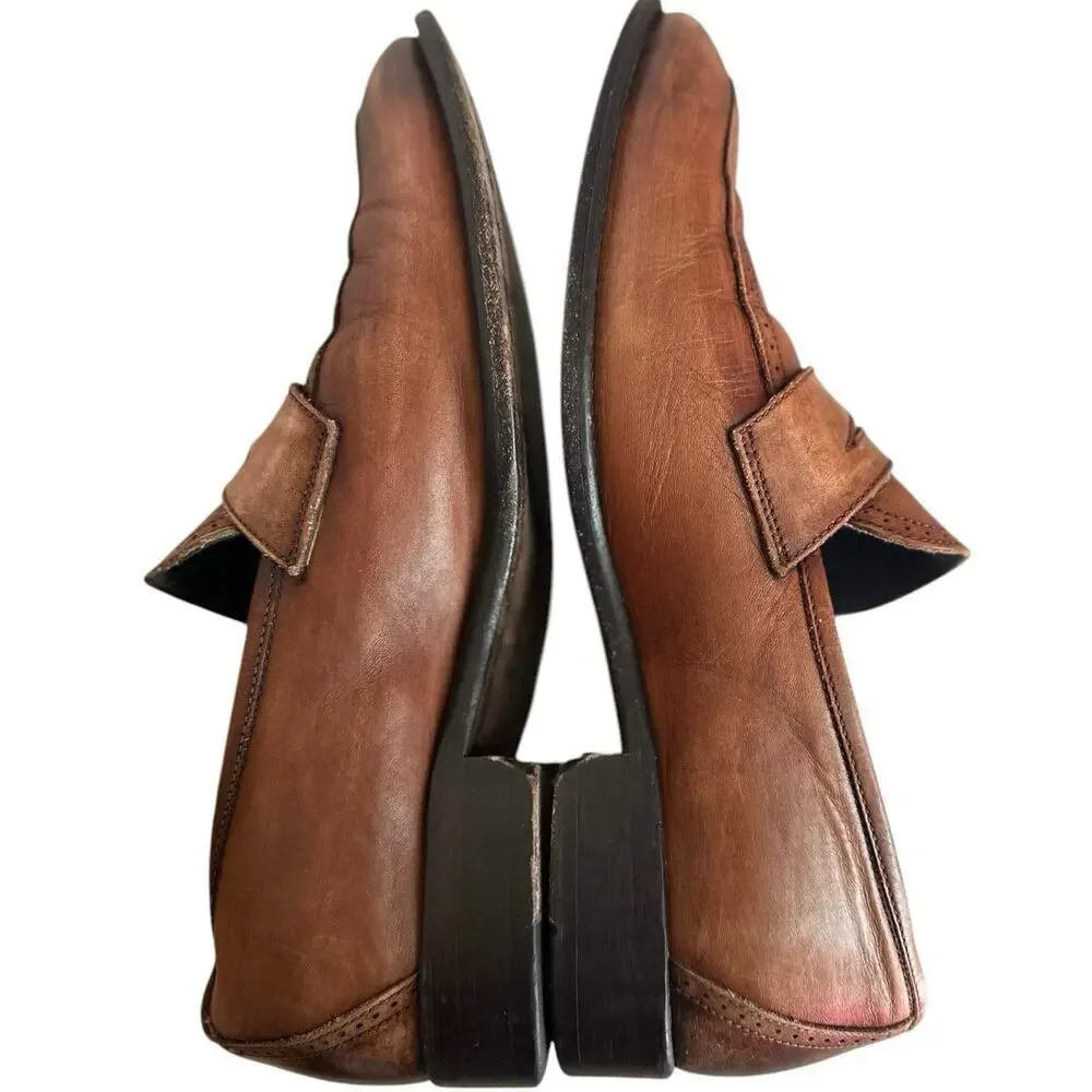 Johnston &‎ Murphy Brown Leather Penny Loafers Men’s Size 9 Slip On Dress Shoes